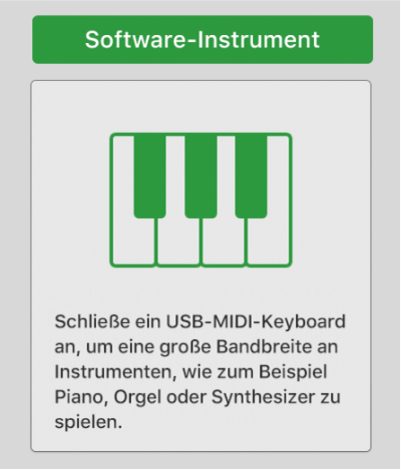 Abbildung. Auswählen der Taste „Software-Instrument & MIDI“ im Dialogfenster „Neue Spuren“