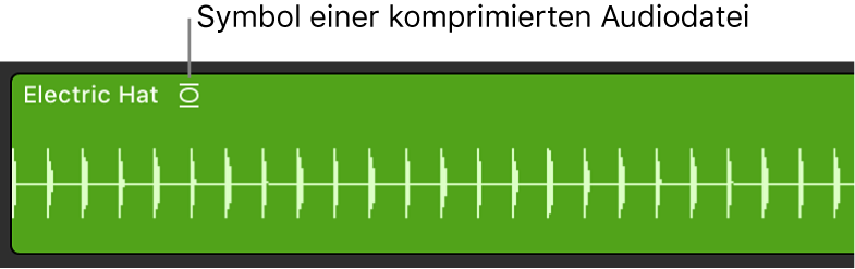 Abbildung. Audioregion mit Symbol für komprimierte Audiodatei rechts neben Regionsnamen