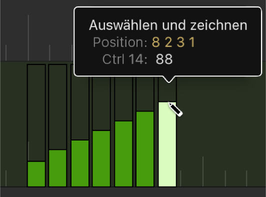 Abbildung. Erzeugen mehrerer Events durch horizontales Bewegen in einer Lane