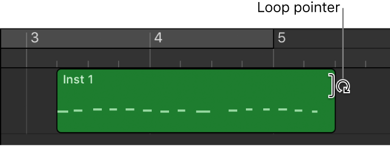 Figure. The Loop pointer appearing over the edge of a region.