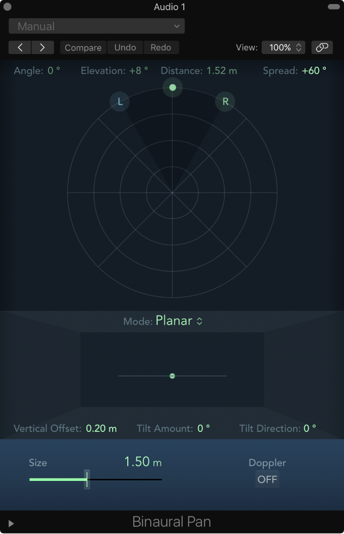 Figure. Binaural Panner window.