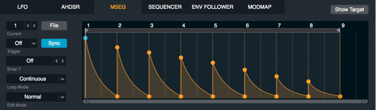 Figure. Multi segment envelope generator control panel.