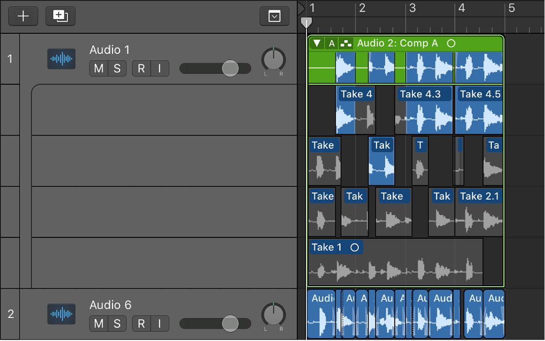 Figure. Showing the moved comp on a new track.