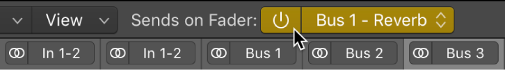 Figure. Sends on Faders pop-up menu in the Mixer menu.