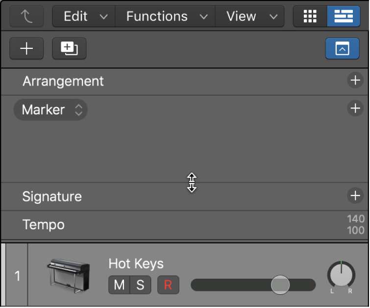 Figure. Global tracks being resized.