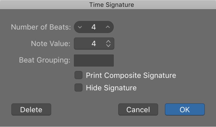 Figure. Time Signature dialog.