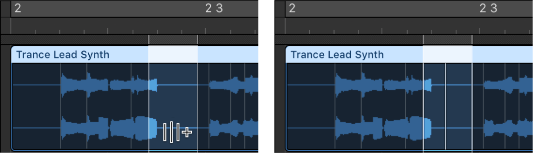 Figure. Showing flex markers at marquee borders, and at the clicked position.