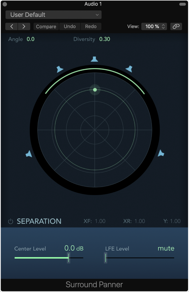 Figure. Mono to Surround Panner window.