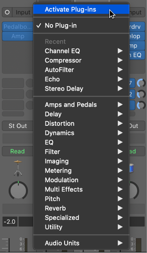 Figure. Activate Plug-ins pop-up menu command.