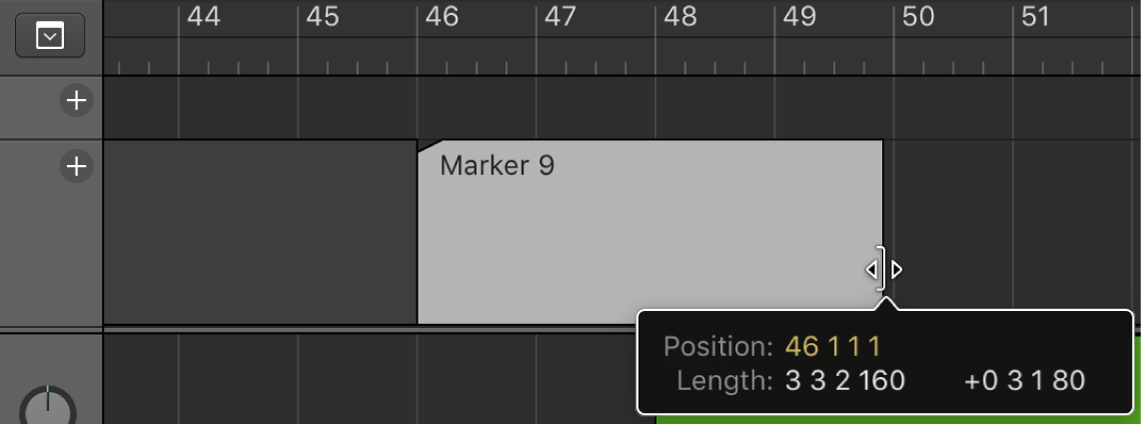 Figure. Marker track showing marker being resized.