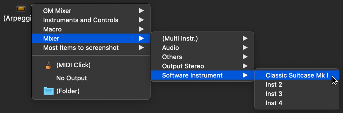 Figure. Choosing a destination object from the Reassign Track shortcut menu in the Environment window.