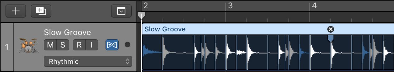 Ilustración. Pasaje de audio seleccionado en el área Pistas.