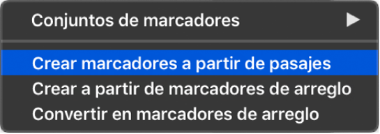 Ilustración. Pista de marcadores con el comando de menú “Crear marcadores a partir de pasajes”.