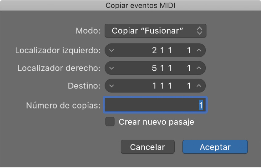 Ilustración. Cuadro de diálogo “Copiar eventos MIDI”.