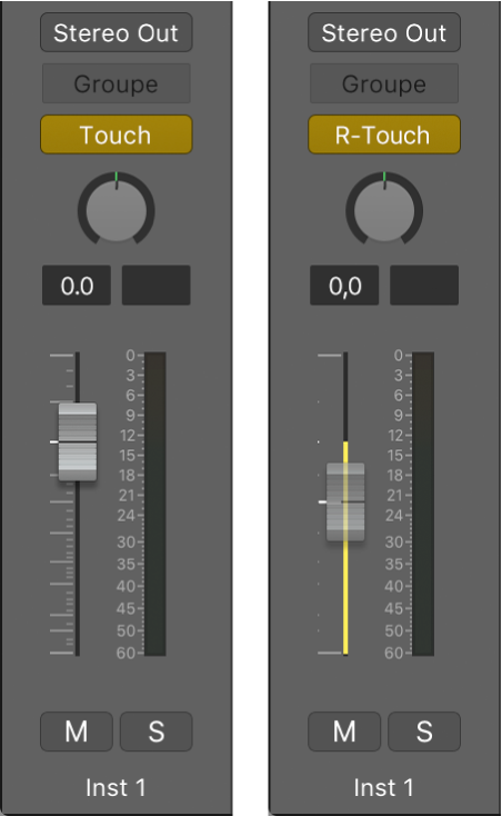 Figure. Curseur Volume en mode Relatif Touch.