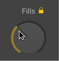 Figure. Glissement du potentiomètre Fills dans l’éditeur de drummer.