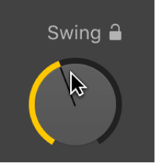 Figure. Glissement du potentiomètre Swing dans l’éditeur de drummer.