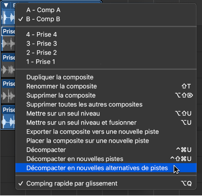 Figure. Décompactage en nouvelles alternatives de pistes.