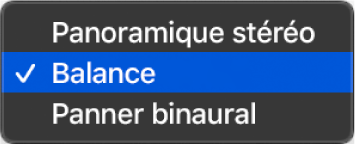 Figure. Menu de mode Panning.