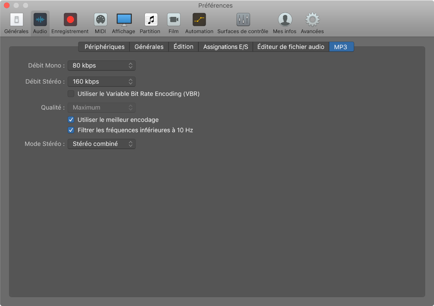 Figure. Préférences MP3.