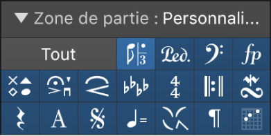 Figure. Boutons de groupe de la palette des symboles.