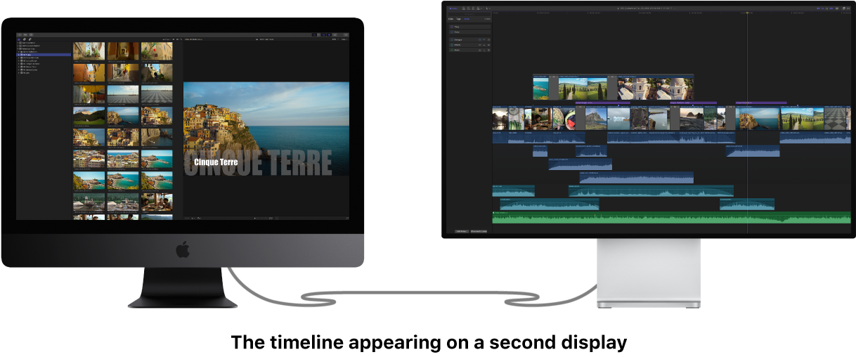 The timeline shown on a second display