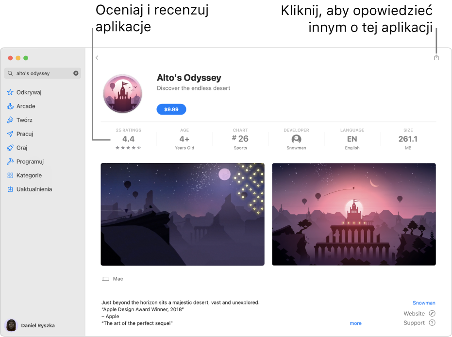 Recenzje aplikacji od klientów w App Store.