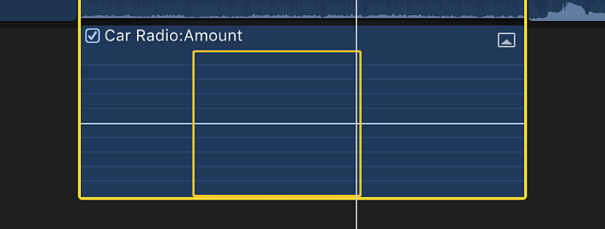 A range in the audio portion of a clip in the timeline being selected with the Range Selection tool