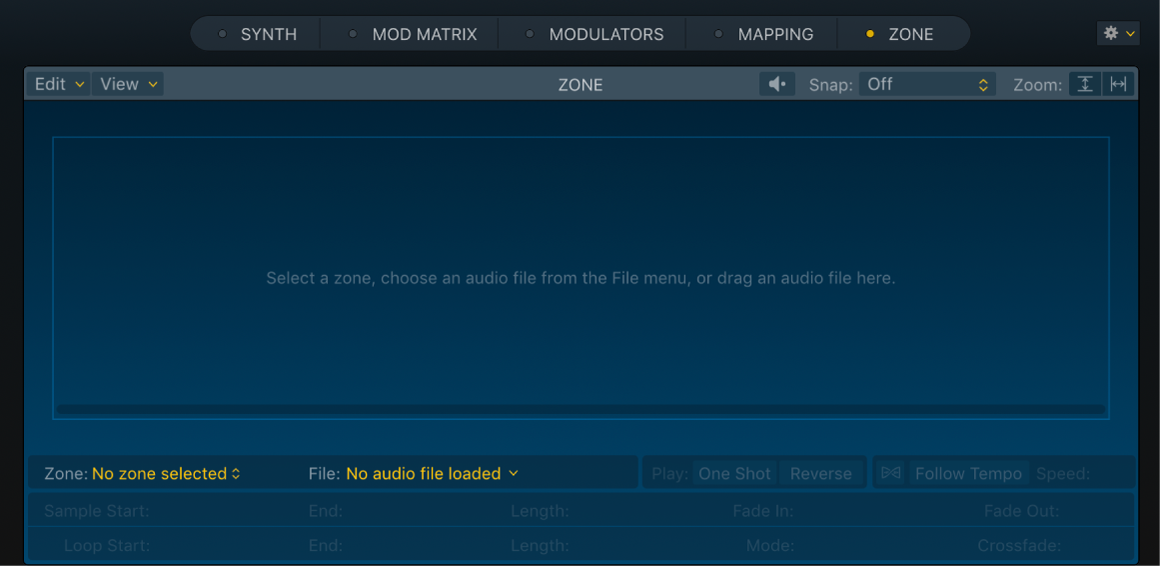 Figure. Empty Sampler Zone pane.