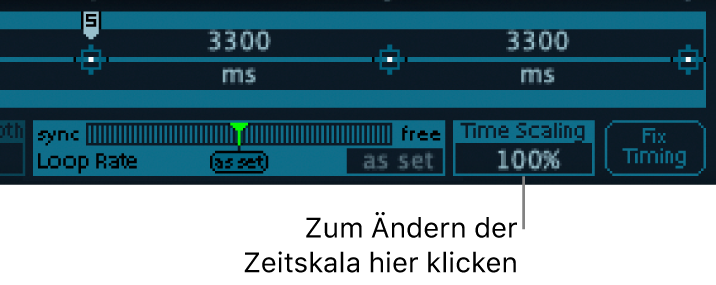 Abbildung. Parameter „Time Scale“ der Vector-Hüllkurve