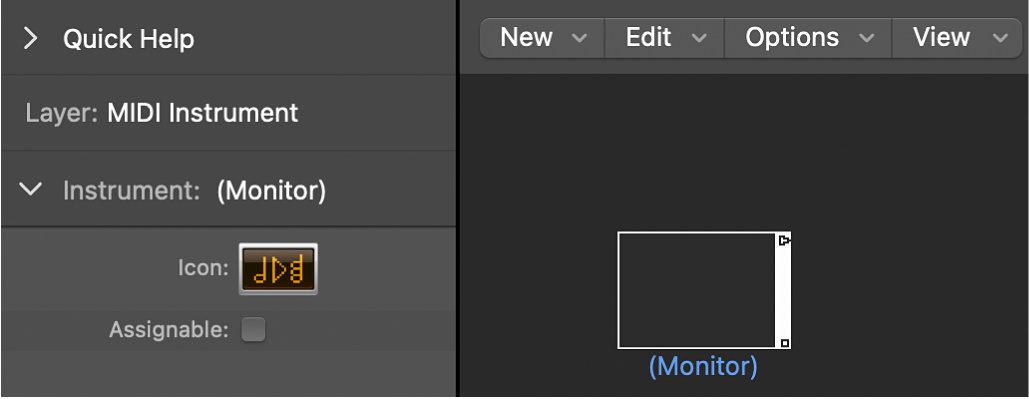 Figure. Environment window showing a monitor object and its inspector.