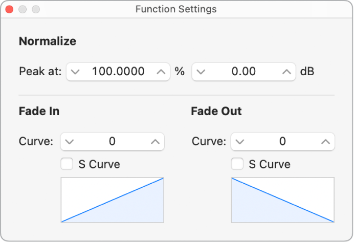 Figure. Function Settings window.