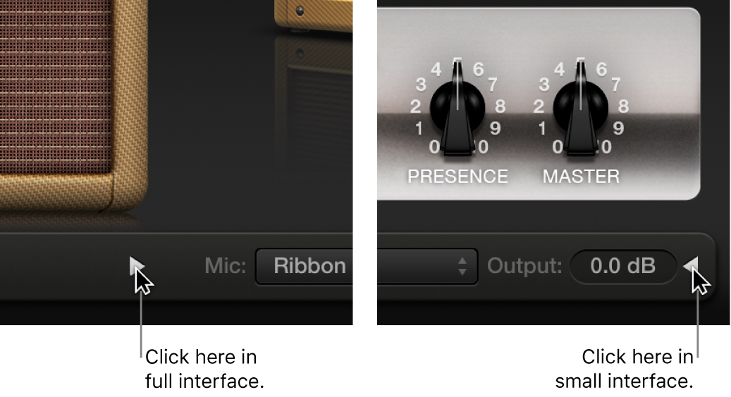 Figure. Disclosure arrow in full and small interface versions.