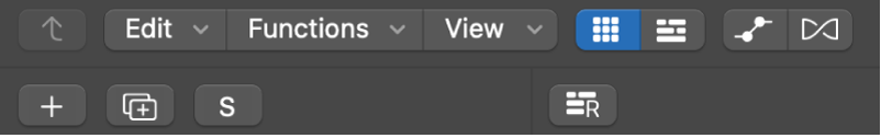 Figure. The Live Loops View button highlighted in Tracks area menu bar.