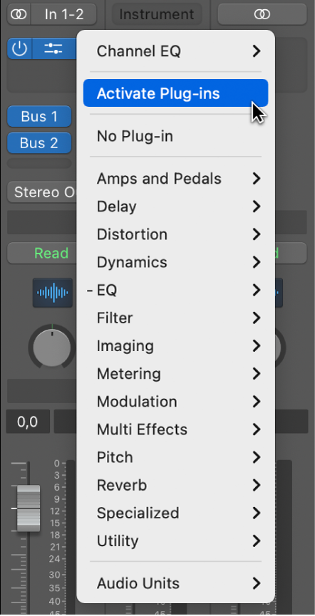 Figure. Activate Plug-ins pop-up menu command.