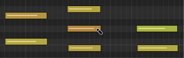 Figure. Deleting note in Piano Roll Editor with Eraser tool.