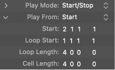 Figure. Looping parameters in the Cell inspector.