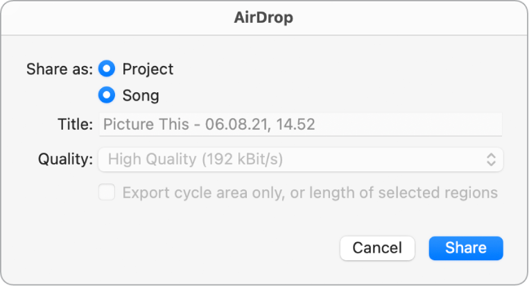 Figure. AirDrop dialog.