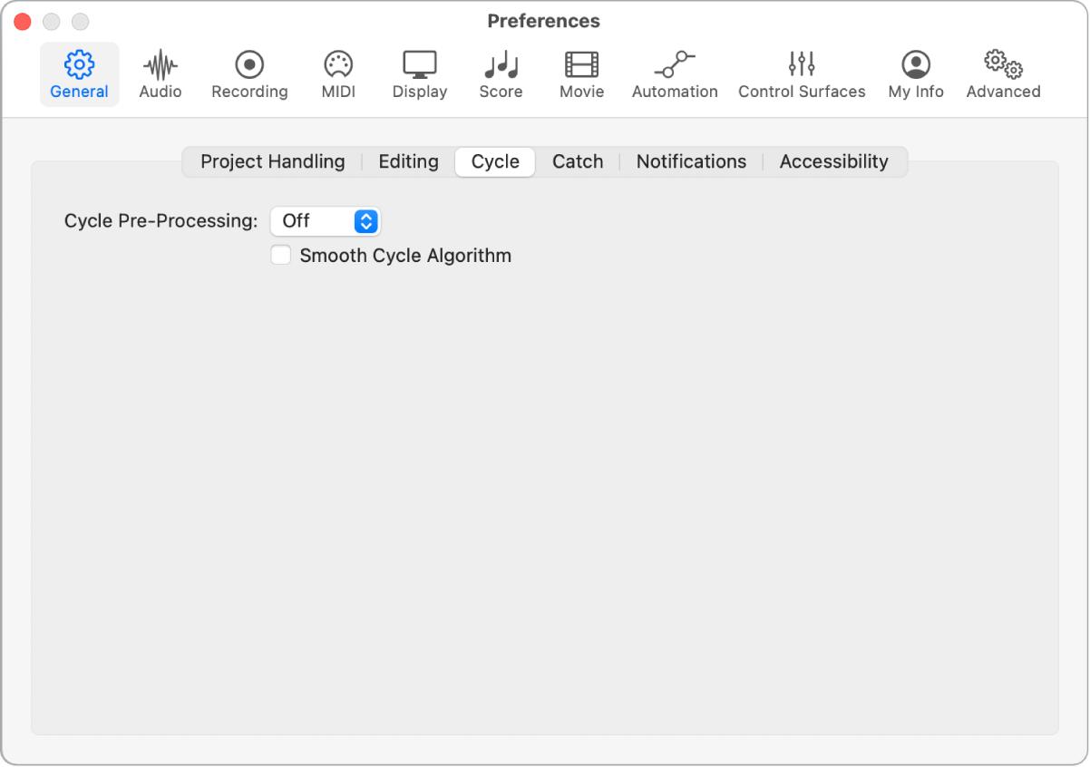 Figure. General Cycle preferences.