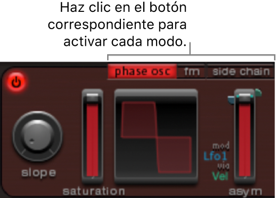 Ilustración. Botones de modo del oscilador 1.