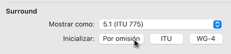 Ilustración. Botones Inicializar en el panel de preferencias Surround.