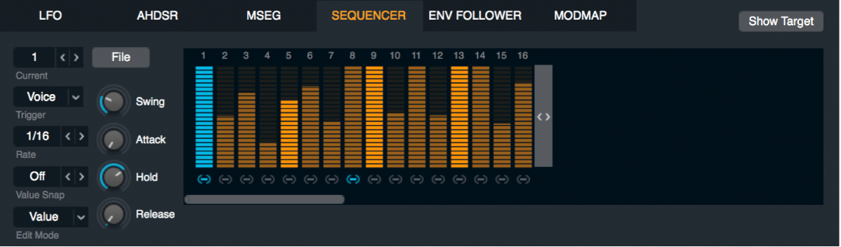 Figure. Tableau de bord du séquenceur de modulation.