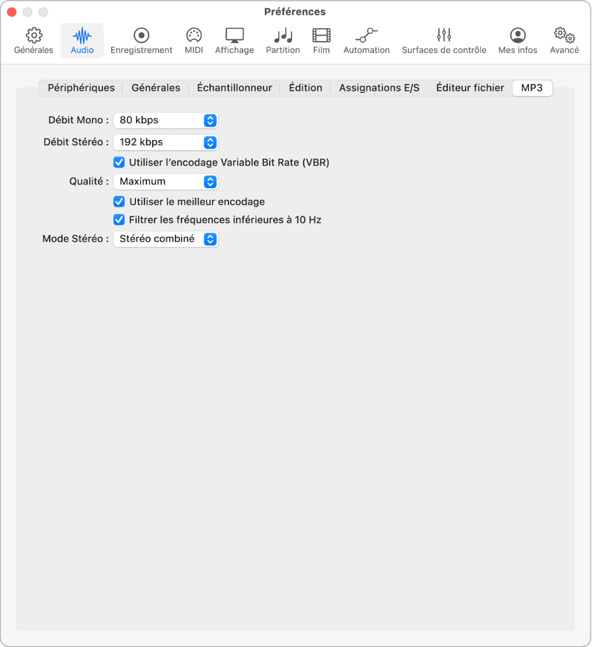 Figure. Préférences MP3.