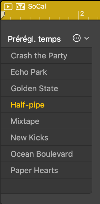 Figure. Préréglages dans l’éditeur de drummer.