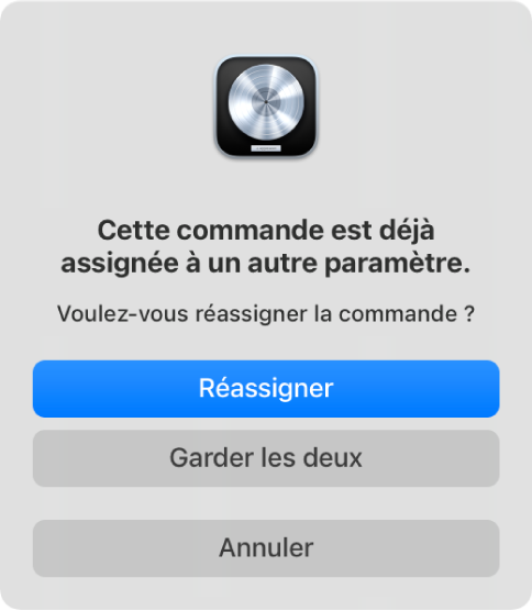 Figure. Zone de dialogue de réassignation de contrôleur utilisé.