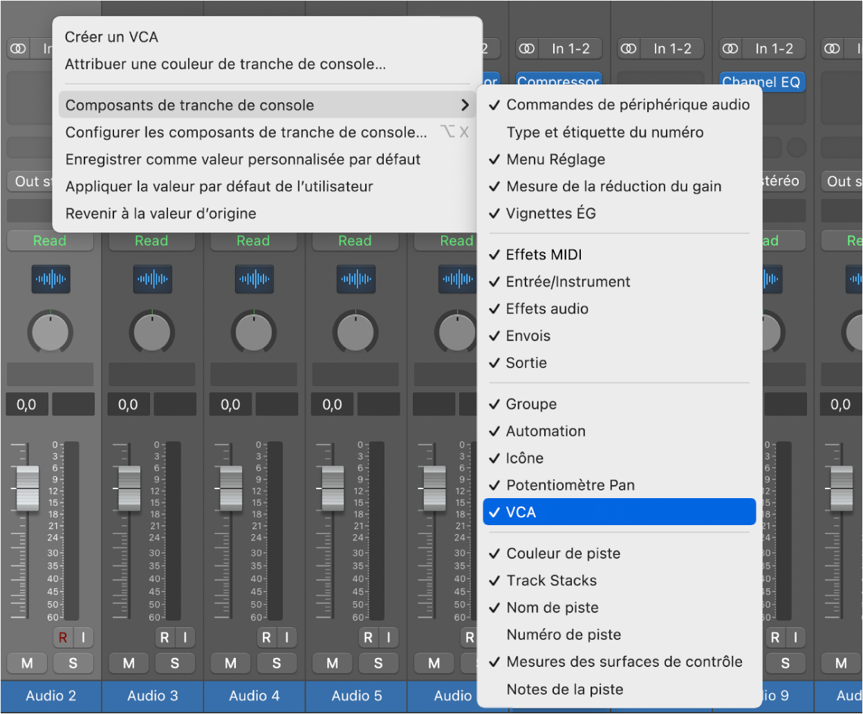 Figure. Fenêtre Configurer les composants de tranche de console.