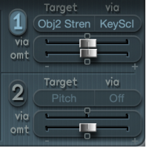 Figure. Curseurs de modulation de LFO.