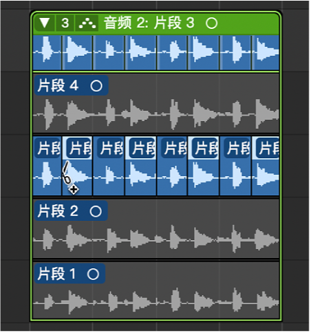 图。在片段上进行多个剪切。