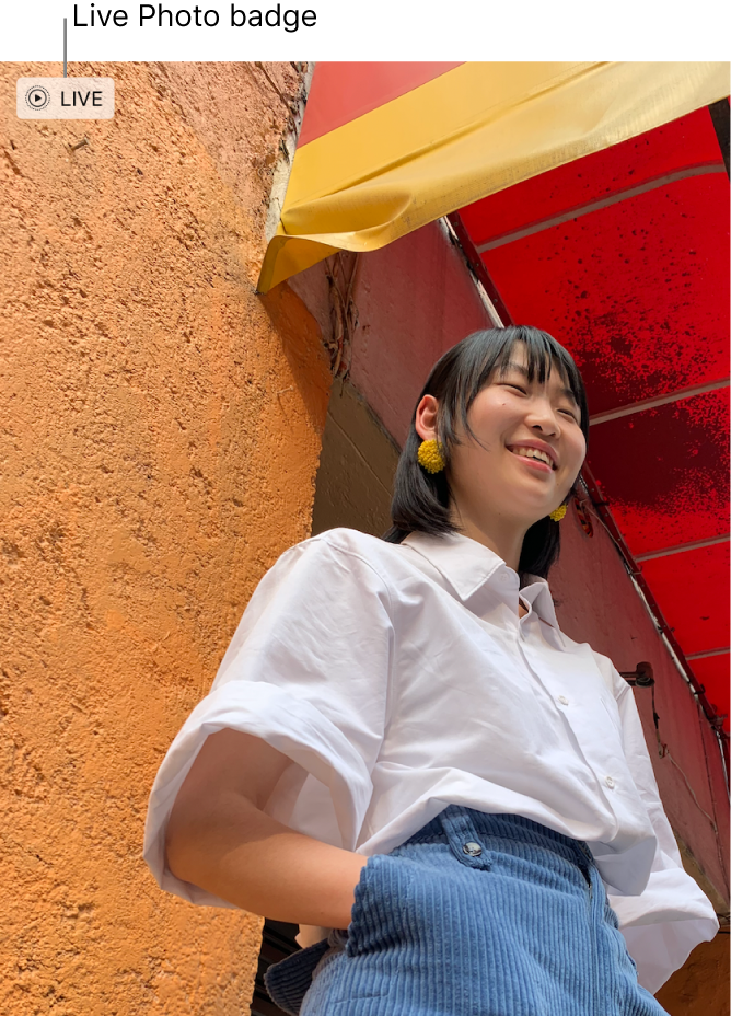 A Live Photo with a smiling woman and a Live Photo badge in the upper-left corner.