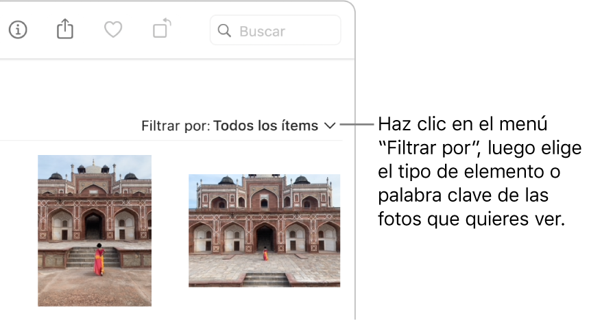 El menú desplegable “Filtrar por” configurado para mostrar todos los ítems.